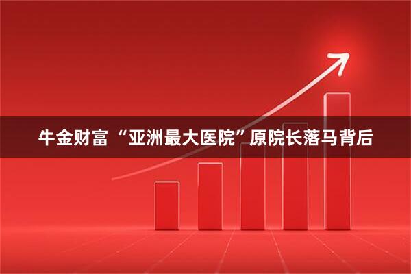 牛金财富 “亚洲最大医院”原院长落马背后